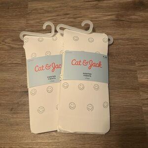 Cat & Jack White Tights with Smiley Pattern